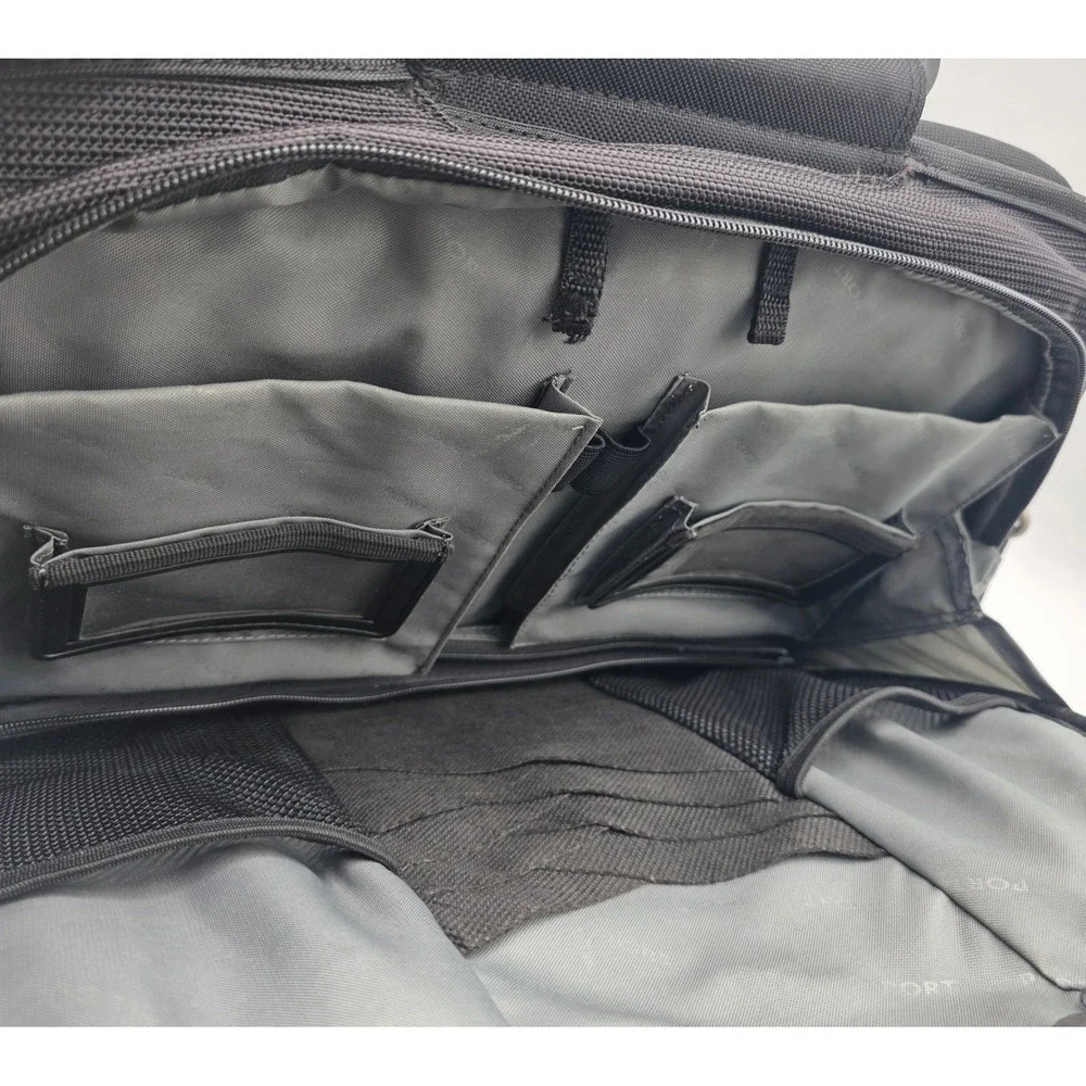 Port Designs Black Ballistic Nylon Laptop Briefcase Messenger Bag 16.5x6.5x13in